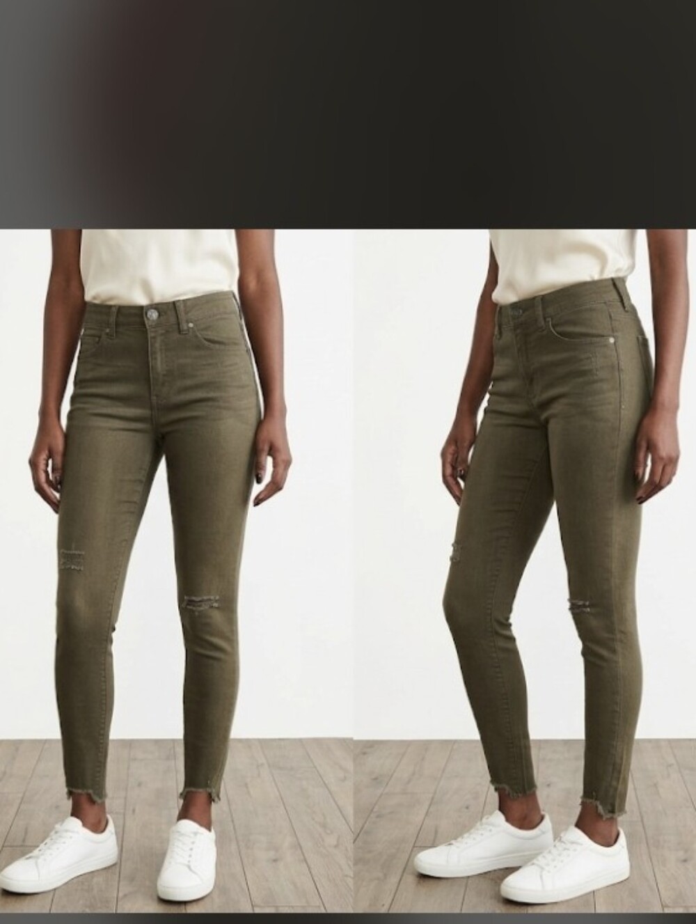 Olive Green Distressed Skinny Jeans- Size 2 Slim EUC Trending Posh Fashionootd